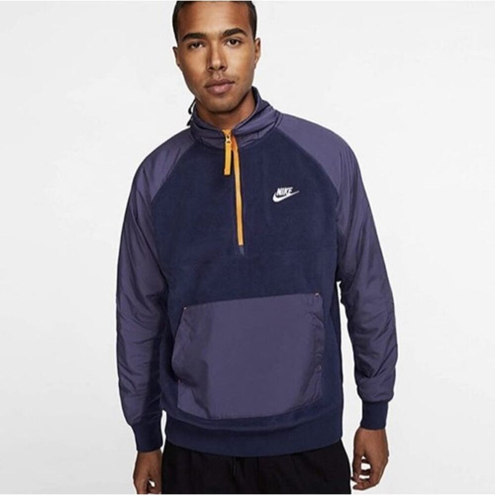 Nike Navy Gold Polar Fleece 1/2 Zip Pullover Size M